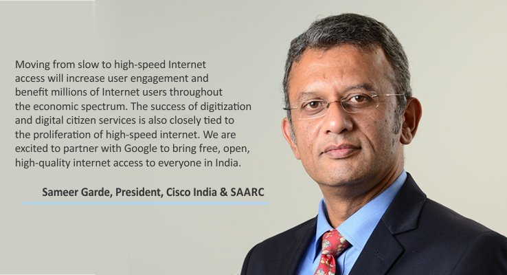 Cisco Google partnership for Free wi fi zones across India